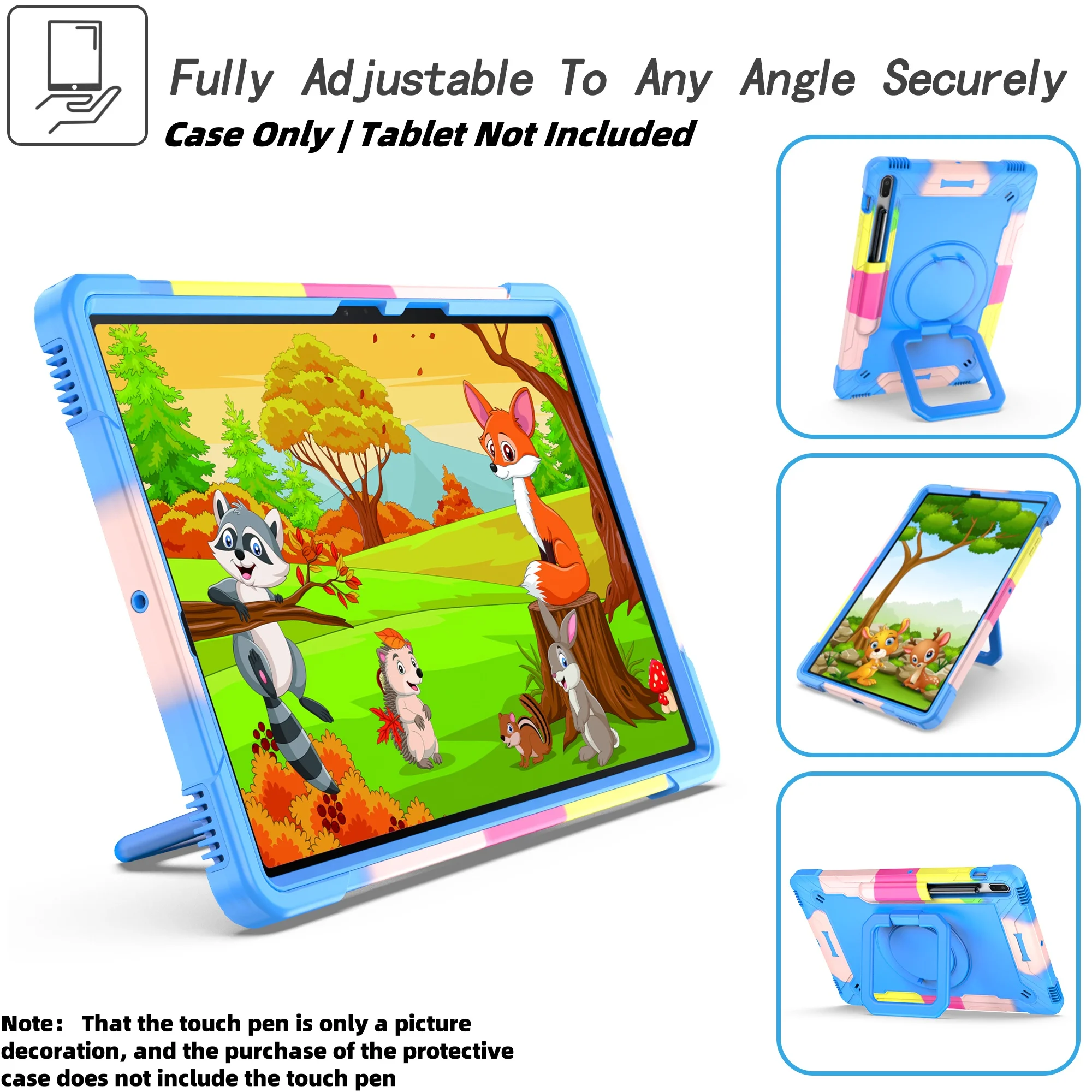 Case for Galaxy Tab S7+/S7FE 12.4/S8+12.4inch Tablet Shockproof Cover Case with 360 Rotating Stand/Pen Holder/Shoulder Strap
