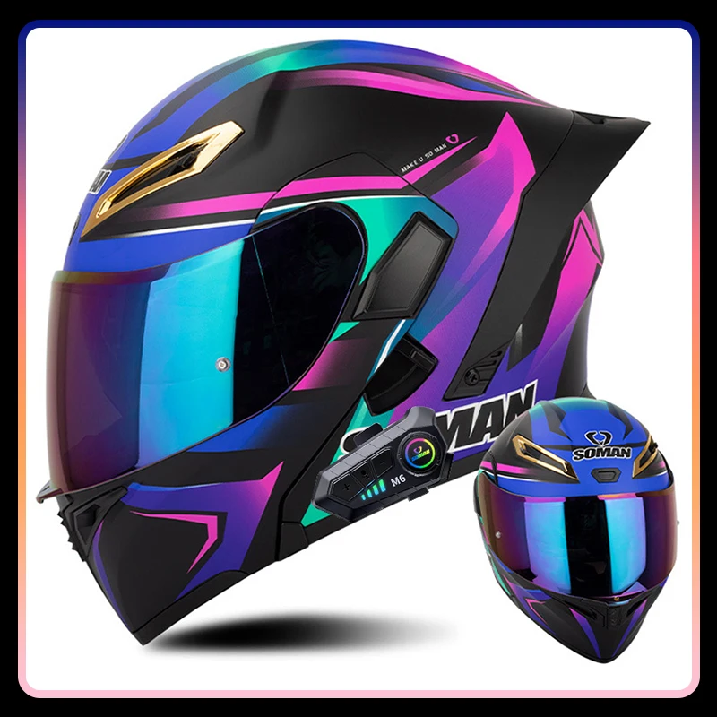 

Modular Helmet Full Face Dual Visor Helmet DOT Approved Full Face Flip Up Helmet Motorcycle Helmets Moped Men Women Four Seasons