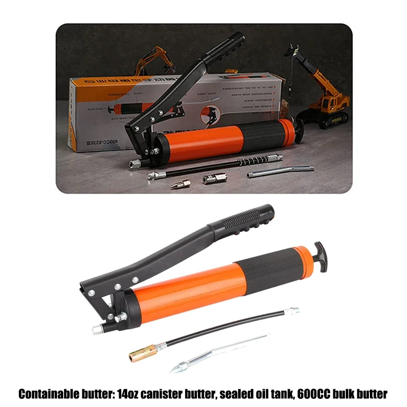 Professional Oiling Tool Enhanced Double Piston Pressure Resistance 10,000 PSI Grease Gun Pistol Grip 600cc Suitable for Butter