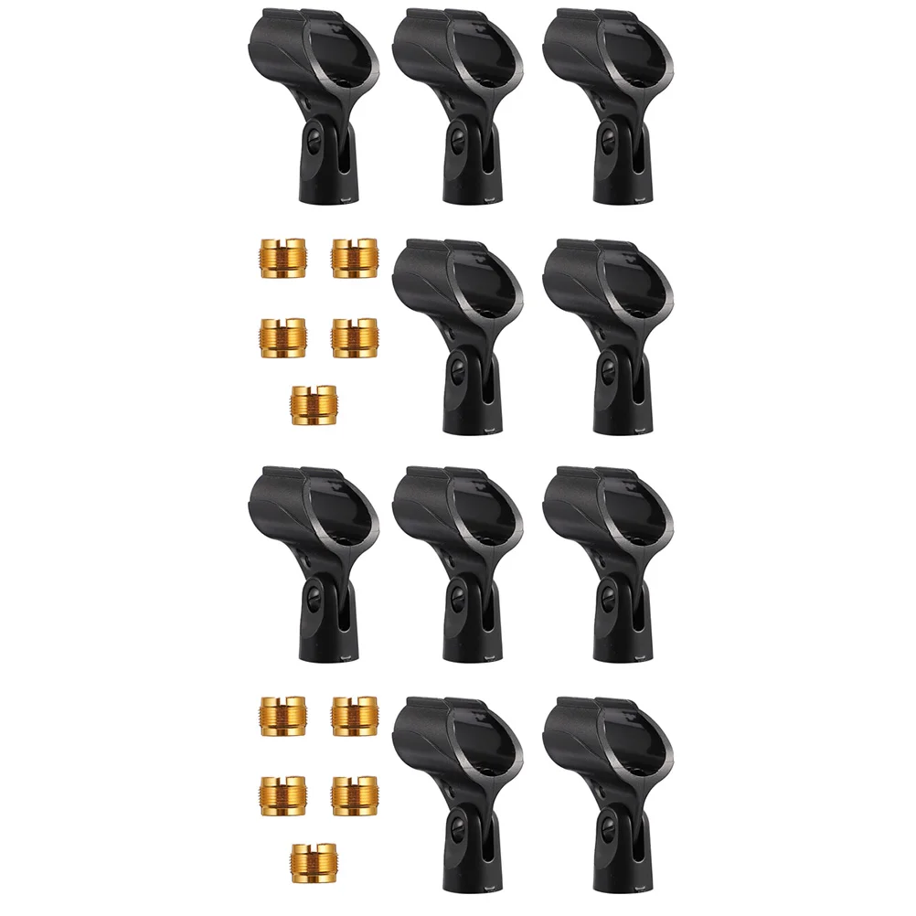 

10 Pcs Microphone Stand Clip Universal Mic Holder Clamp Wireless Black Large Size Stable Easy Install Podcast Live