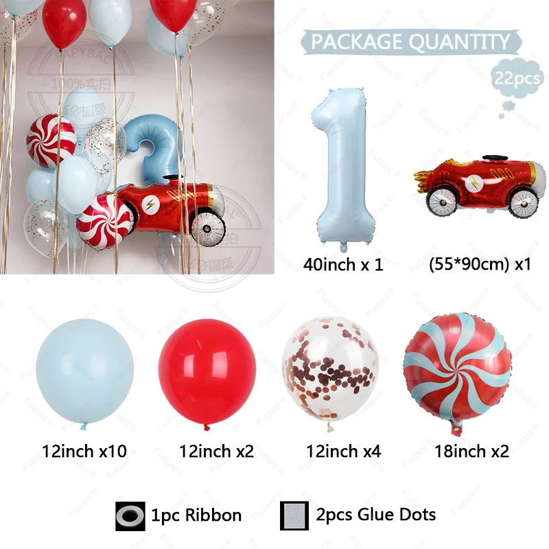 22pcs Race Car Wheels Birthday Party Balloon Birthday Decoration 40inch Blue Number Balloon Set Flamme Car Globos Favor Gift view 4