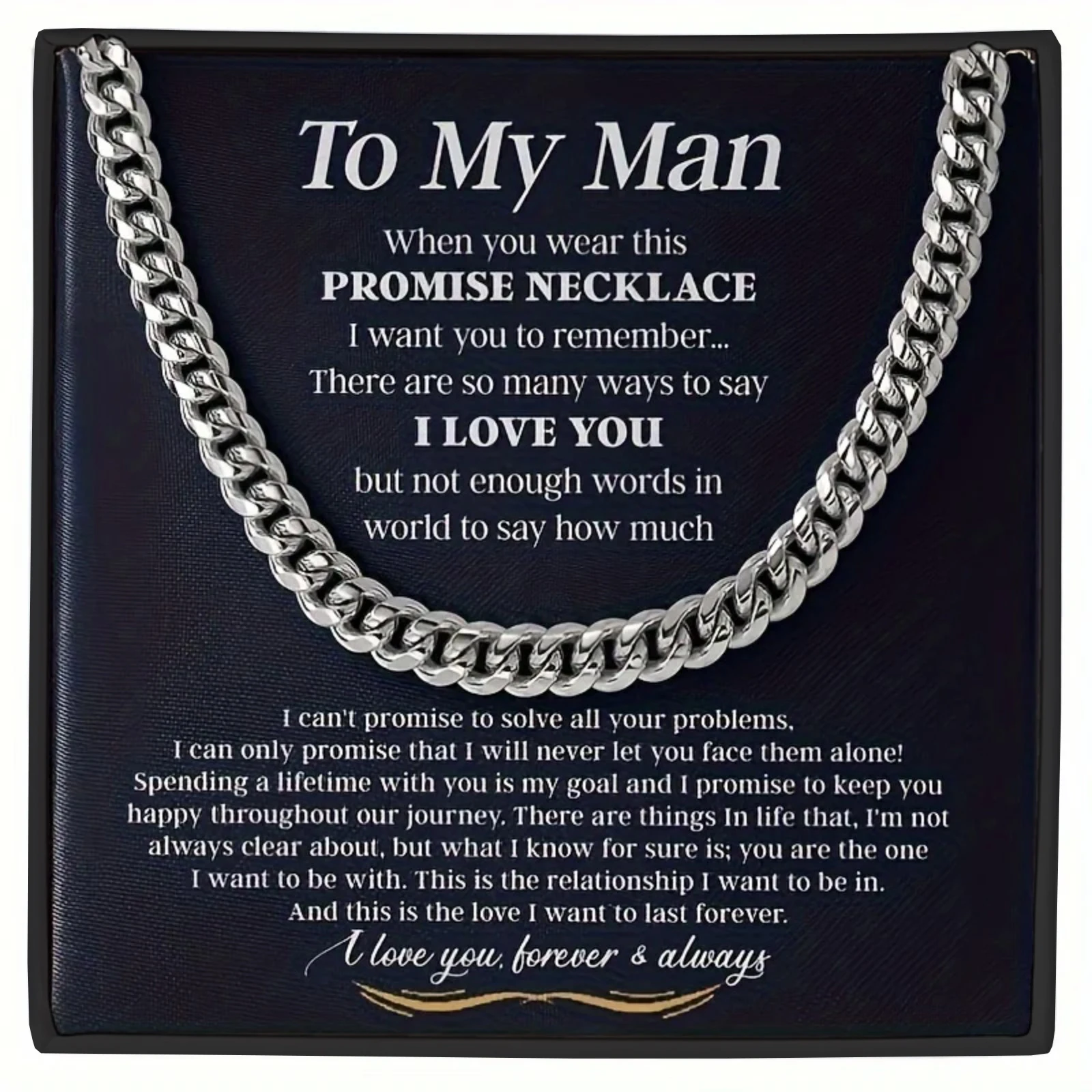High Quality Cuban Chain Necklace Gift for My Man, Promise Necklace for Men, Anniversary Necklace Gift, Boyfriend Gift