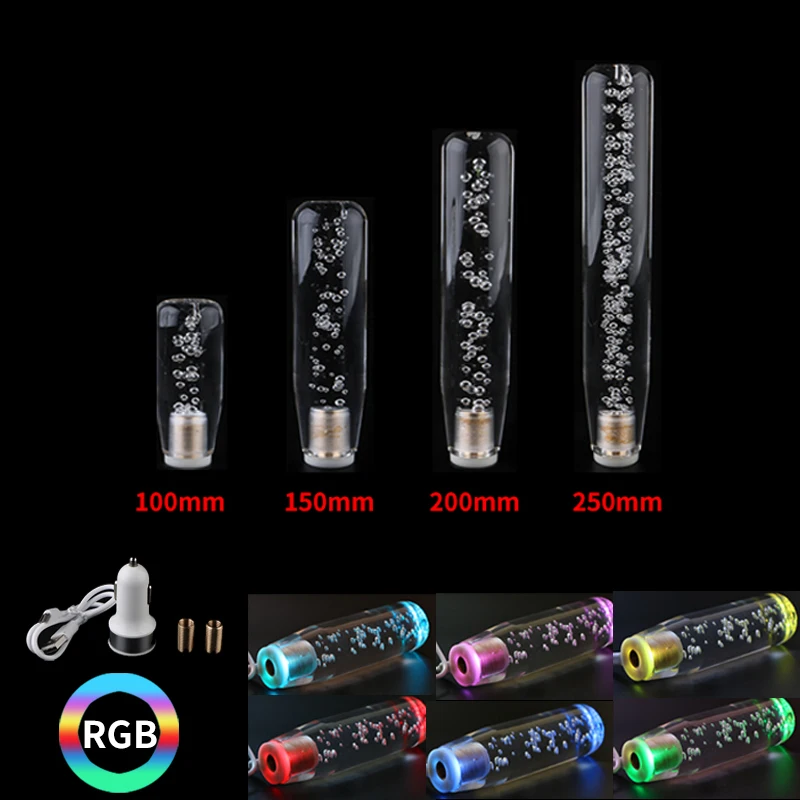 

Jdm Racing Style 10/15/20/25cm Acrylic Crystal Bubble RGB LED Gear Shift Knobs Lever Transparent Gear Shift Knob Handle