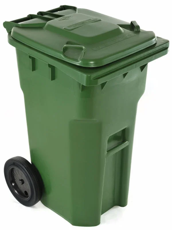 

Tool Large heavy-duty outdoor trash can with wheeled rolling cover 240L capacity, for residential and commercial use