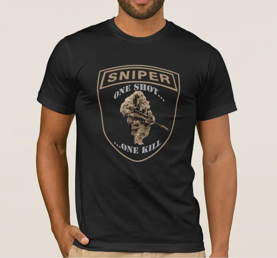 One Shot One Kill Specia Force Sniper T-Shirt 100% Cotton O-Neck Summer Short Sleeve Casual Mens T-shirt Size S-3XL