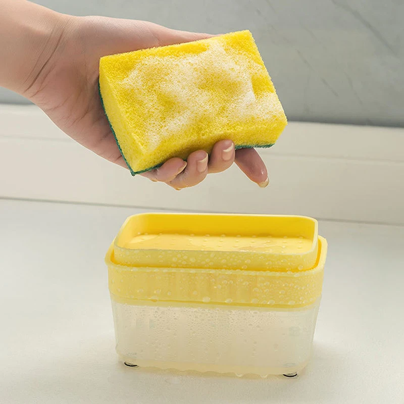 

Press Soap Dispenser Detergent Dispenser Press Type Automatic Liquid Delivery Box Kitchen Scouring Pad Dishwashing Brush Soap