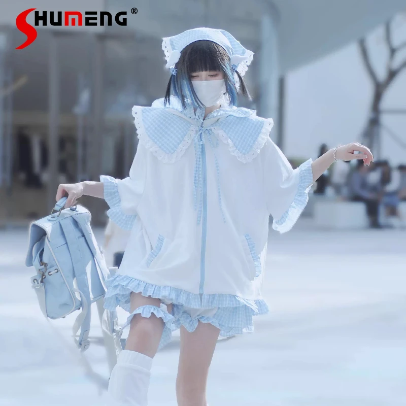 

Original Subculture Mine Mass-produced Short Suit Autumn Girl's Sweet Cool Kawaii Y2k Loose Jacket Short-sleeved Leg Cover Suit