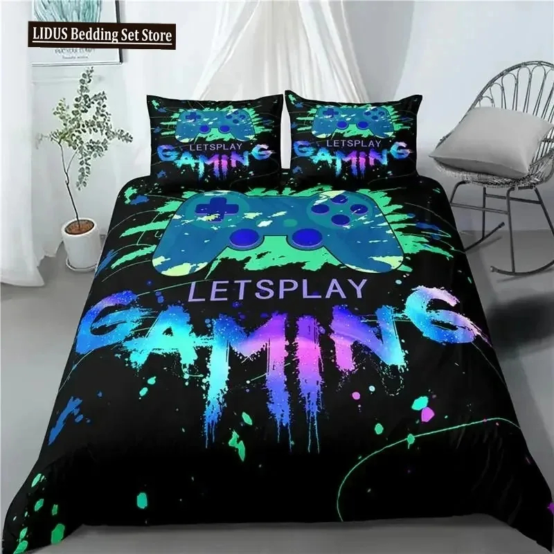 

Gaming Duvet Cover Set Gamer Room Decor For Boys Teen Video Games Twin Bedding Set Microfiber Gamepad Let's Play Quilt Cover