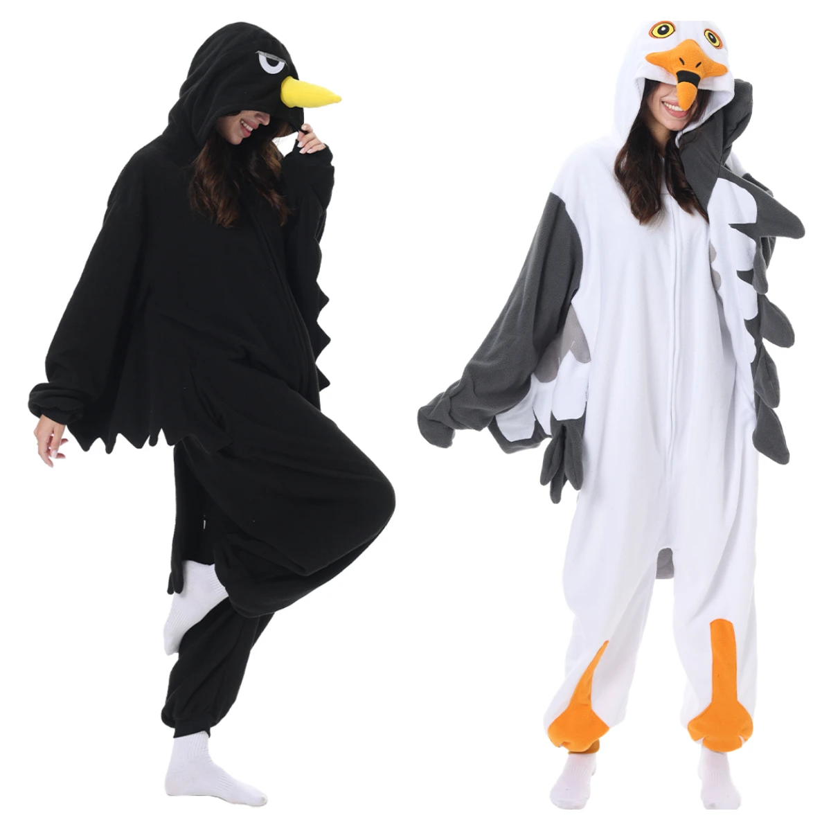 

Adult Onesie Women Men Kigurumi Seagull Crow Pyjamas Animal Cartoon Pajama Homewear Halloween Cosplay Party Costume