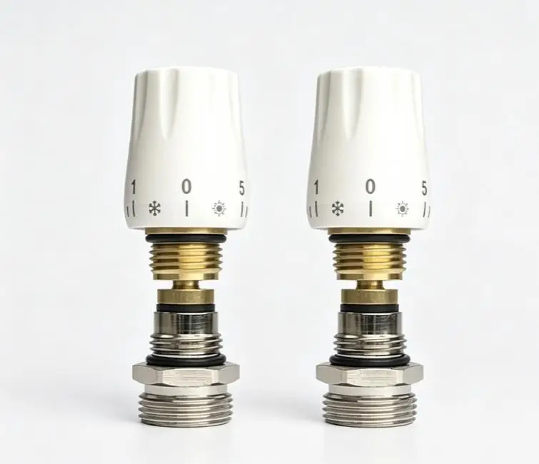 Copper Heating Manifold Valve Core with Threaded G1/2xG3/4 Ports and Thermostatic ABS Knob for Easy Temperature Control