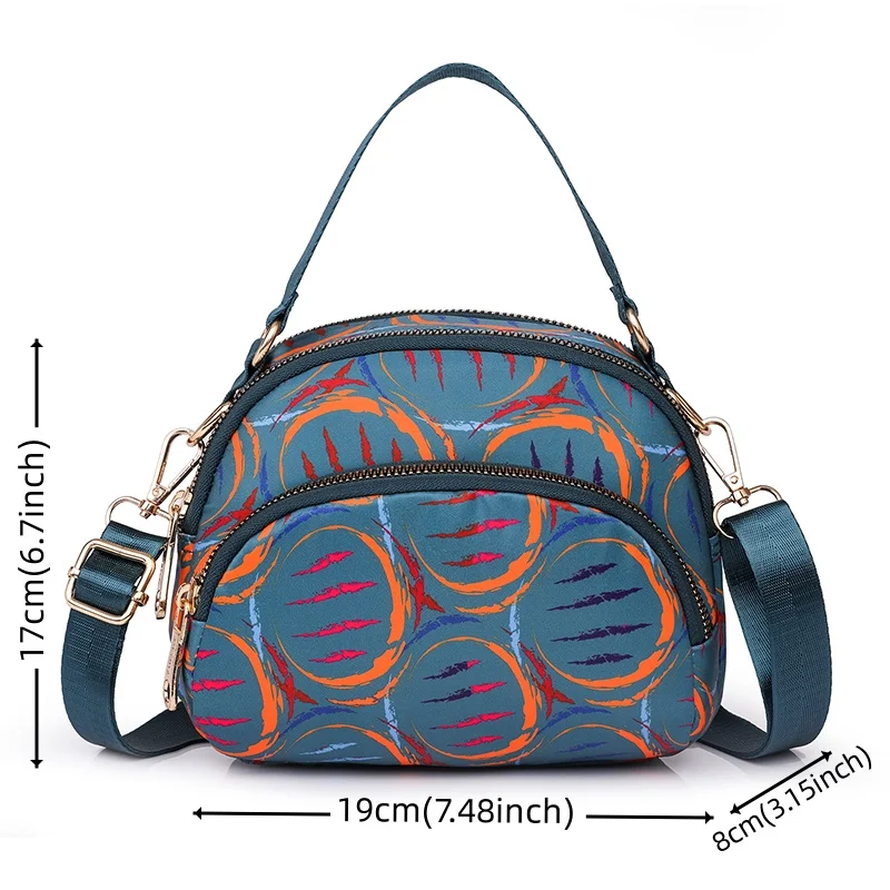 Women's Versatile Crossbody Bags Waterproof Nylon Cloth Multilayer Female Light Handbags Ladies Fashion Printing Shoulder Bags