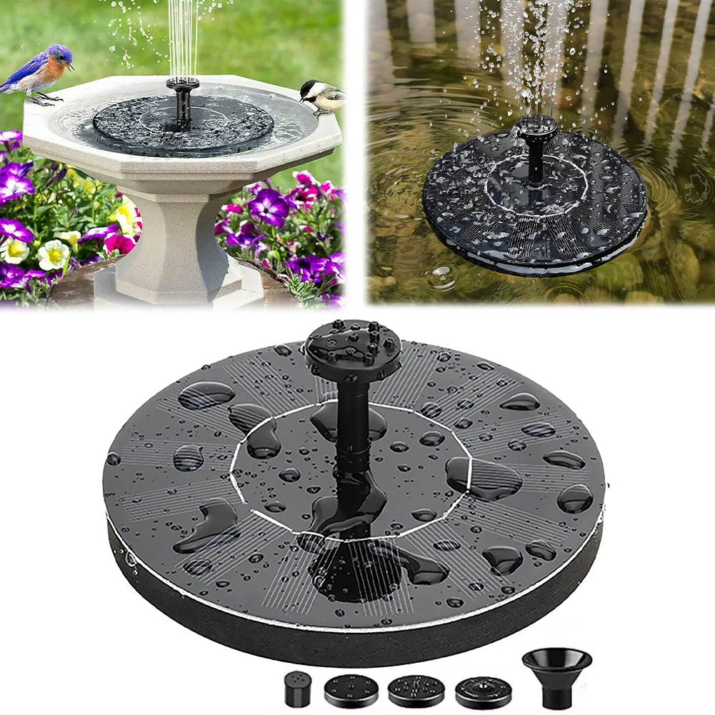 Bomba de fuente Solar de 1W, elevador de 35-50CM, bomba de fuente con energía Solar con 6 boquillas para baño de pájaros, jardín, estanque, piscina, pecera al aire libre