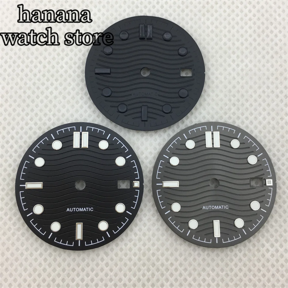 Mostrador luminoso bliger para movimento, 31mm, preto, branco, azul, cinza, verde, nh35, nh36