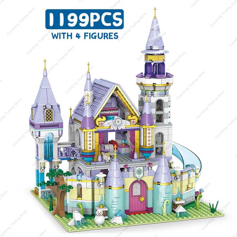 

2023 Disney Frozen Dream Princess Elsa Ice Castle Princess Anna Set Building Blocks Classic Model action figure Bricks Girl Toys