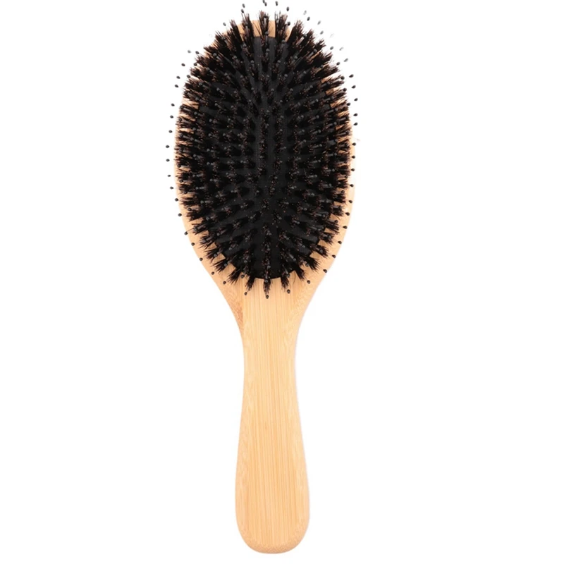 

4X Boar Bristle Hair Brush With Nylon Pins Bamboo Paddle Detangler Brush Detangling Adding Shine Brushes Daily