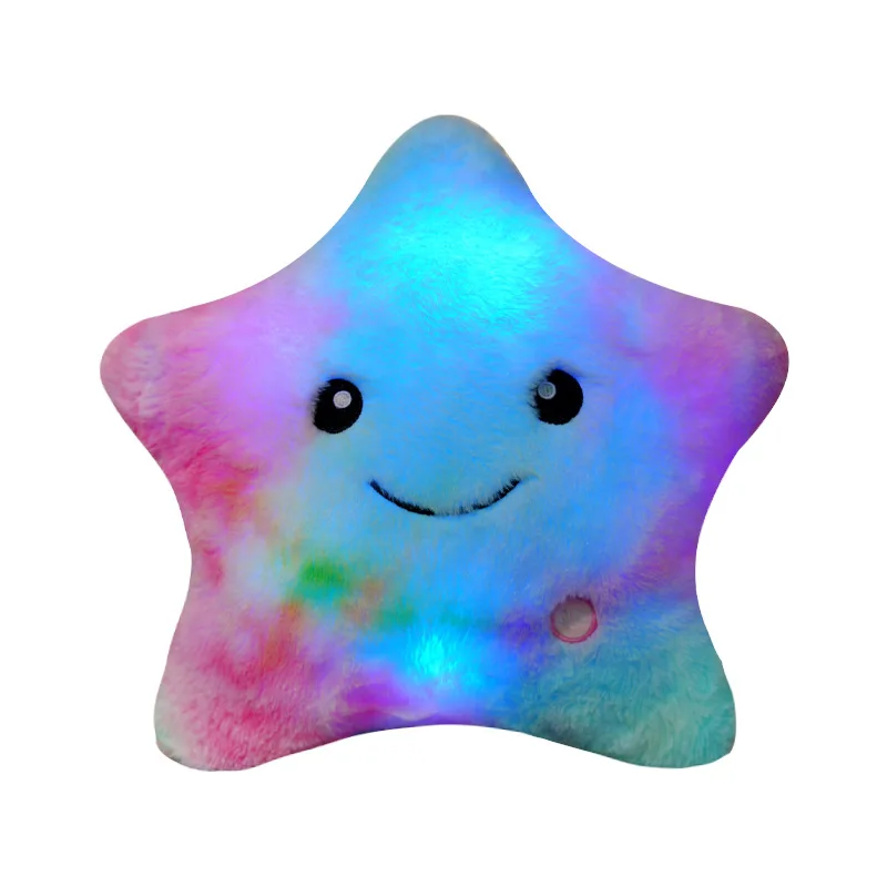 34CM Creative Toy Luminous Pillow Soft Stuffed Plush Glowing Colorful Stars Cushion Led Light Toys Gift For Kids Children Girls