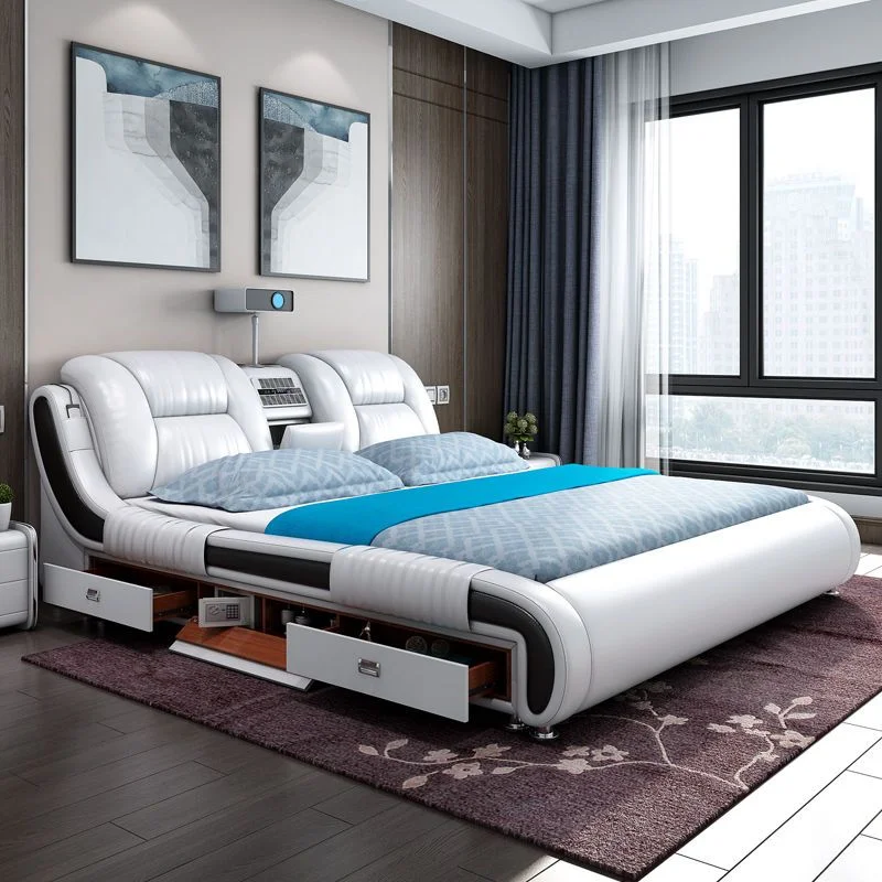 Draws Fancy Bed Bedroom Minimalist Storage Unique Lounge Modern Bed French Nightstands Muebles Para El Hogar House Accessories