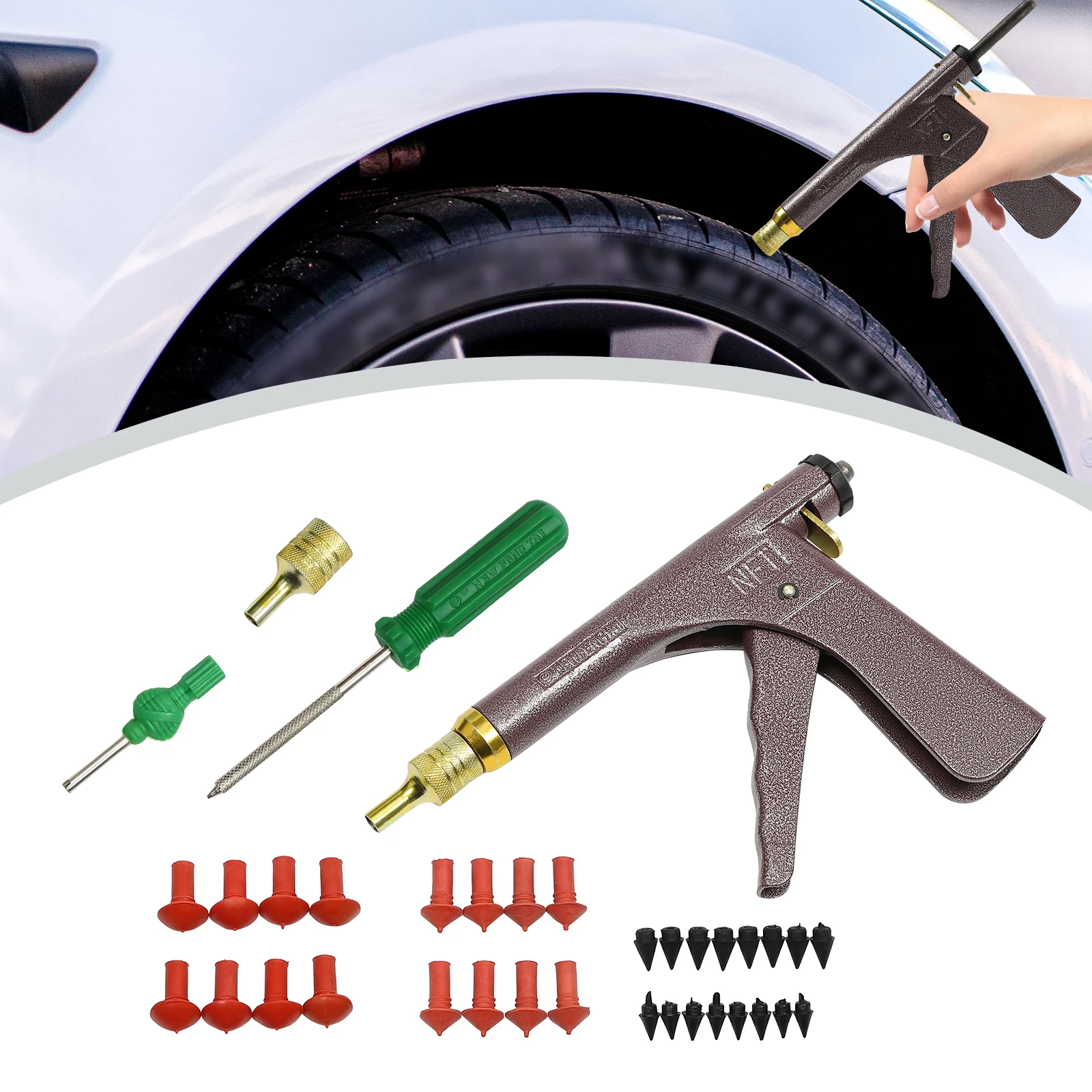 Car Wheel Vacuum Tyre Repair Tool Kit Tubeless  Tyre Puncture Repair Kit w/ Box  Mushroom Plug Tire Plugger