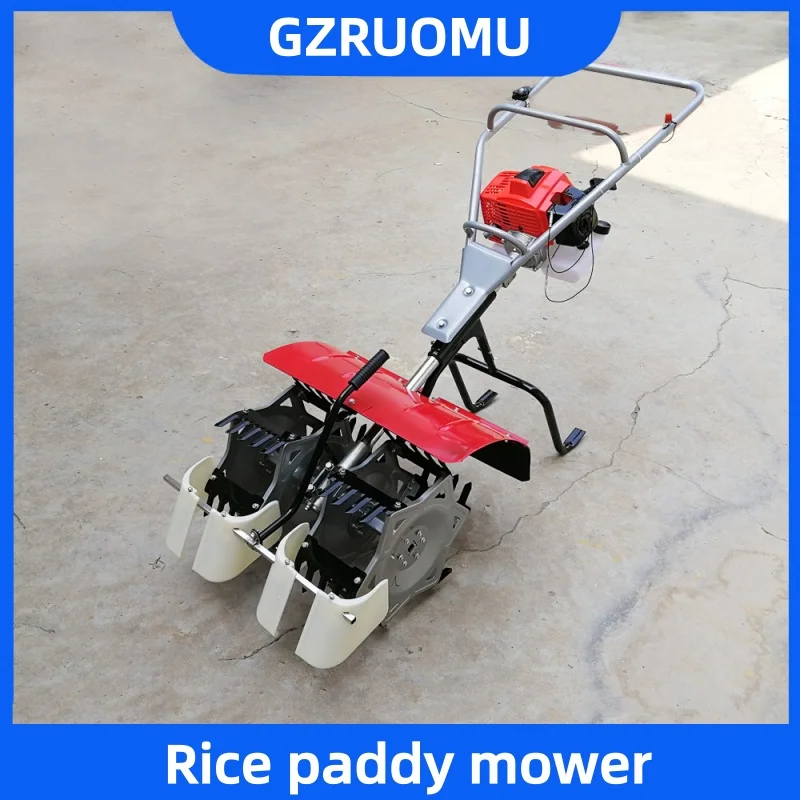 Hand-pushed Self-propelled Rice Field Grass Cutter Paddy Field Grass Mowing Machine Water and Grass Weed Removal Equipment