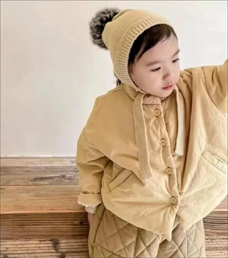 Winter Kids Jacket Thicken Cotton Warm Boys Girls Winter Coat 2023 Solid Color Children Retro Style Outwear Windproof Warm Coat