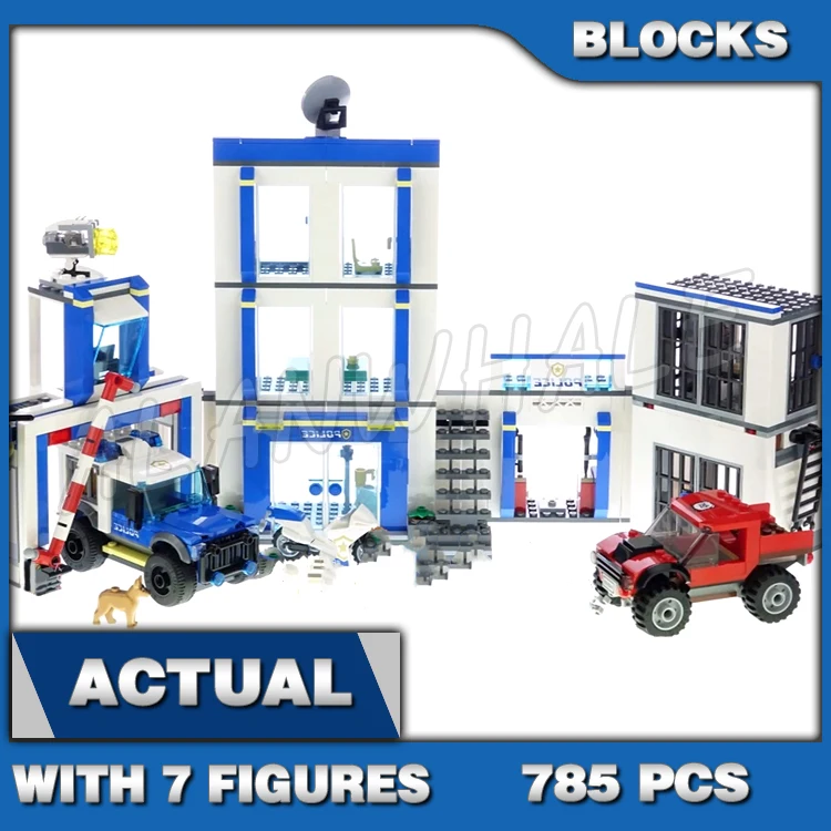 785pcs City Cop Station Headquarters Trucks Motorcycle Surveillance Robot 11534 Building Block toys Compatible With Model