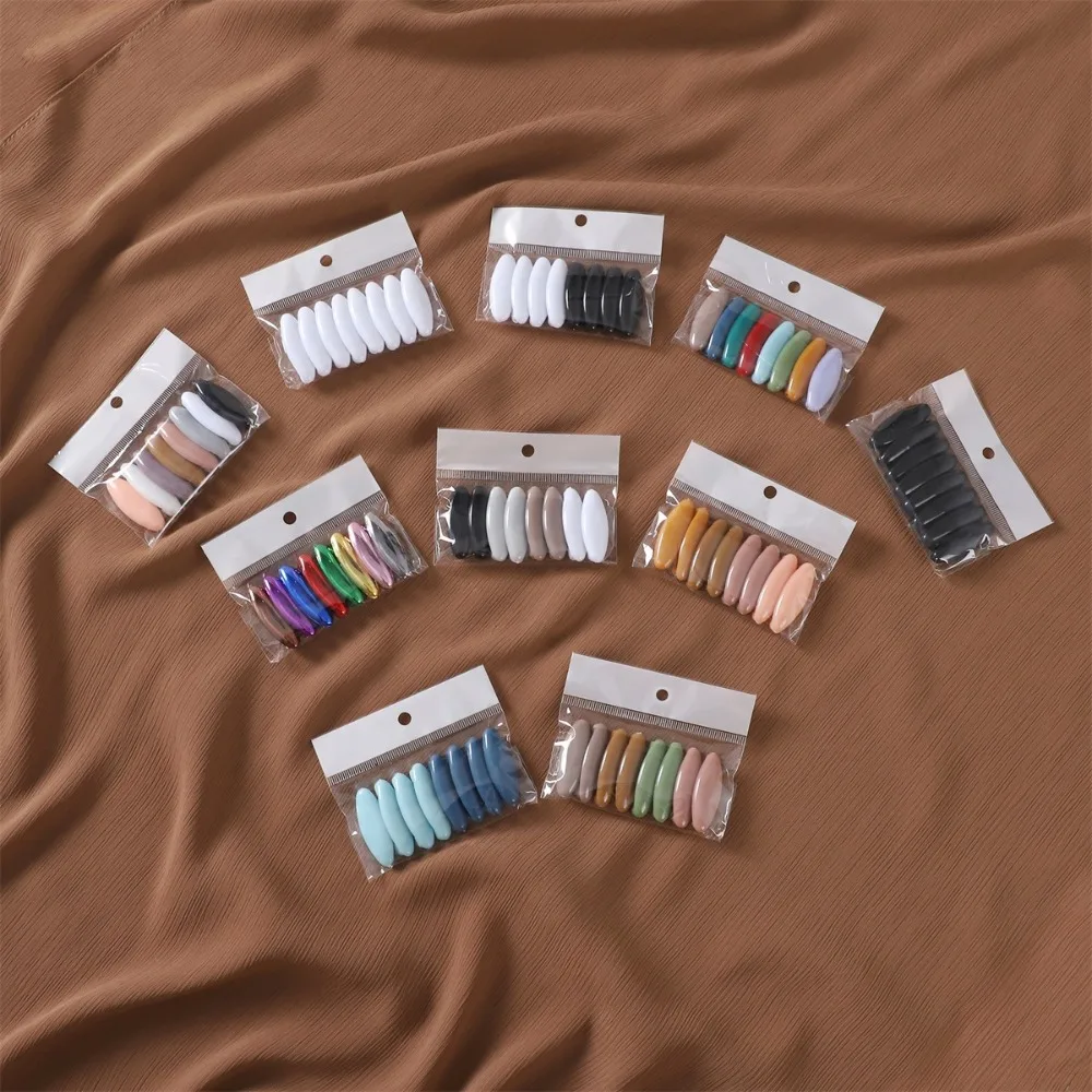 8pcs/set High Quality Solid Color Plastic Brooch Needle Elegantly Scarf Accessory Safety Pin Fix Scarf Brooch