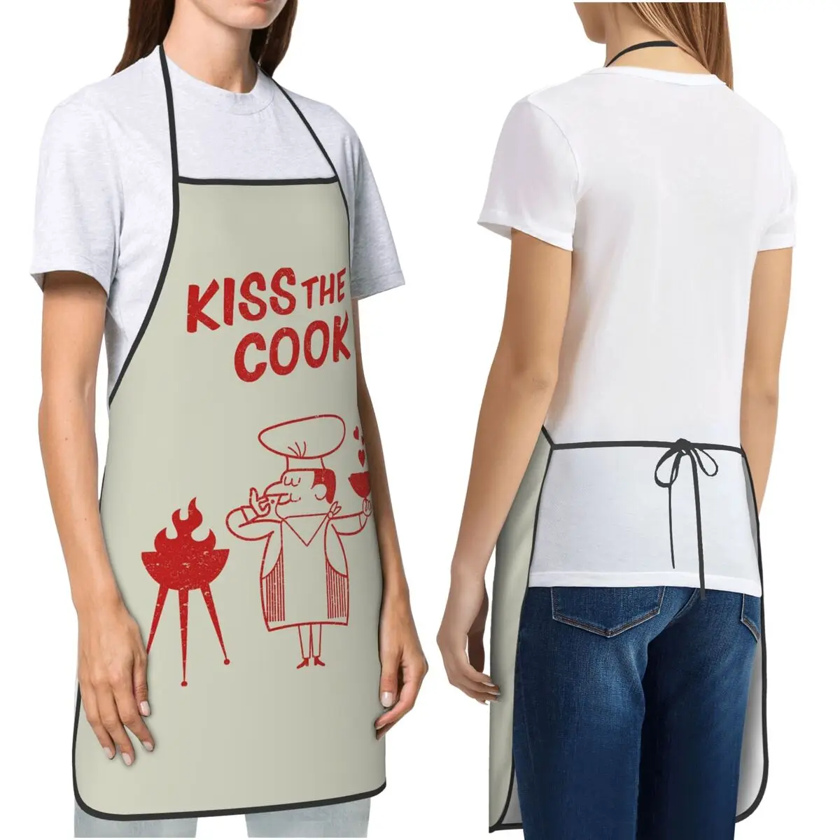 Kiss The Cook (Hunters) Apron Chef Cooking Cuisine Tablier Bib Kitchen Cleaning Pinafore for Women Men Gardening