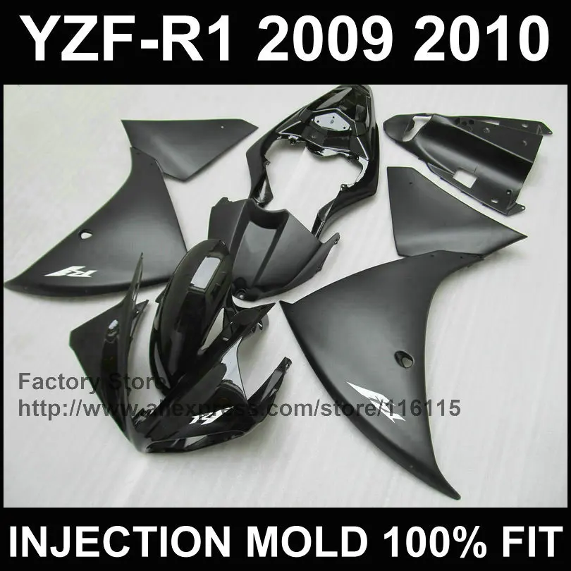 ABS plastic injection motorcycle fairings kit for 2009 2010 2011 YAMAHA YZFR1 09 10 11 YZF R1 matte black fairing kits