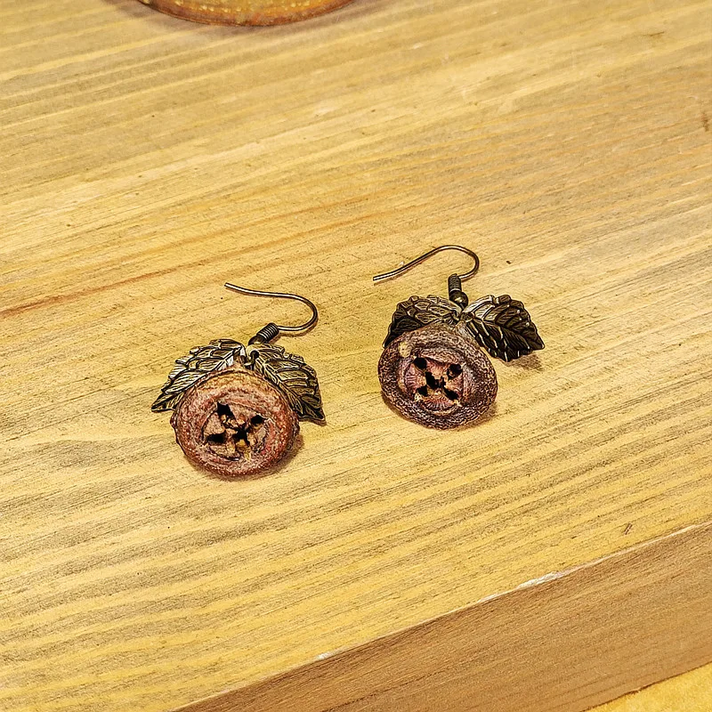 New Fashion European and American Retro Forest Pinecone Drop Earrings Creative Long Wooden Natural Dried Fruit Tassel Earrings