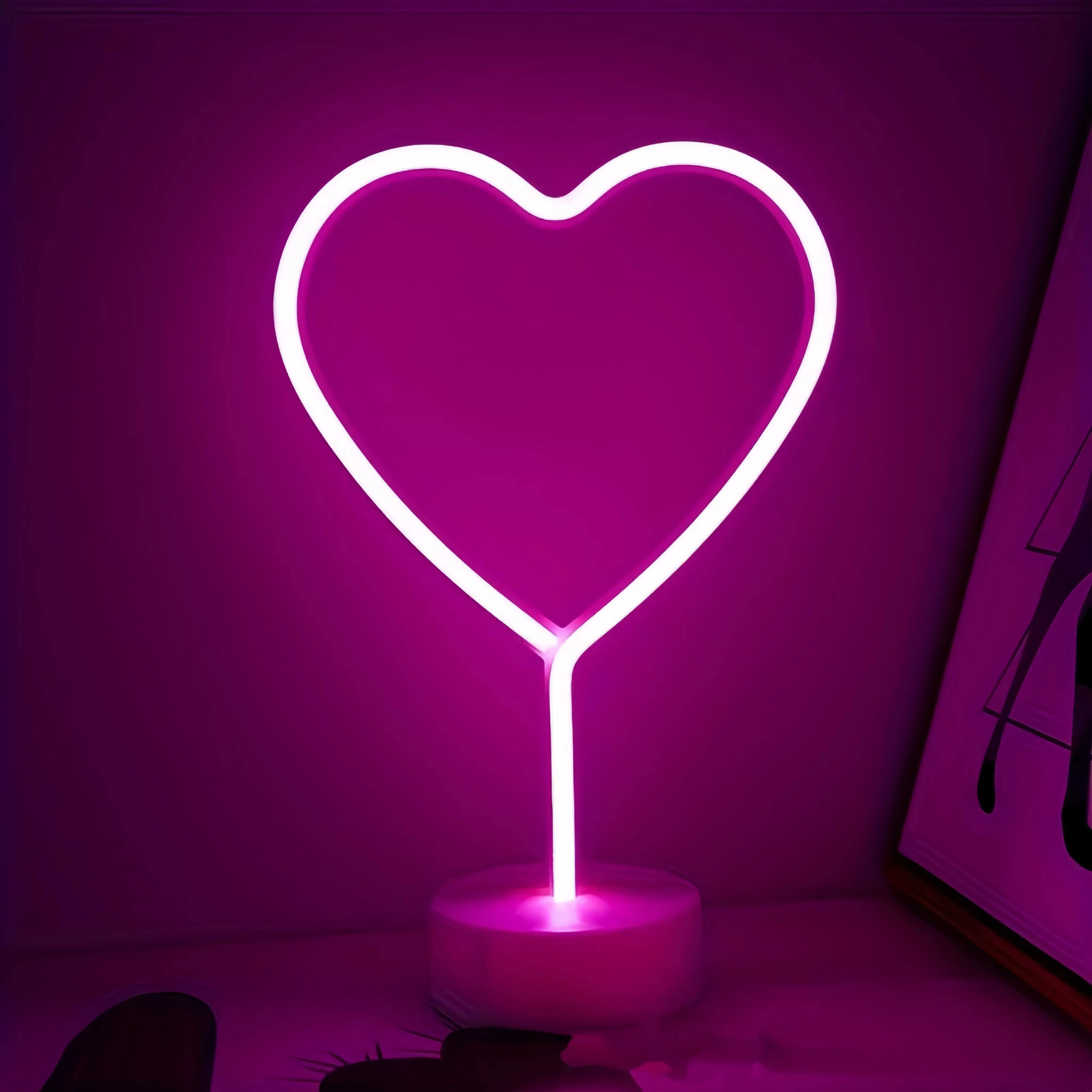 Heart shaped neon light, battery or USB powered, gift bedroom, living room decoration, wedding anniversary supplies, proposal
