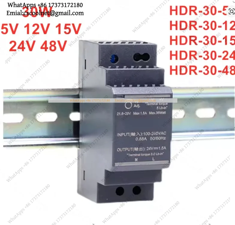 k3 30W Slim DIN Rail Power Supply HDR-30-5 5V 12 12V 15 15V 24 24V 48 48V Single Output Industrial AC-DC SMPS