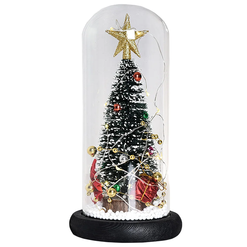 

1Pcs Glass Covered Christmas Tree LED Lamp Warm White Light for Tabletop Night Stand Party Christmas Decorations