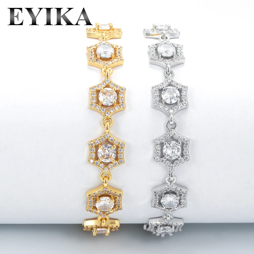 EYIKA Позолоченные полностью блестящие белые циркониевые аксессуары для женщин на свадьбу, годовщину, день рождения, подарок, ювелирные изделия