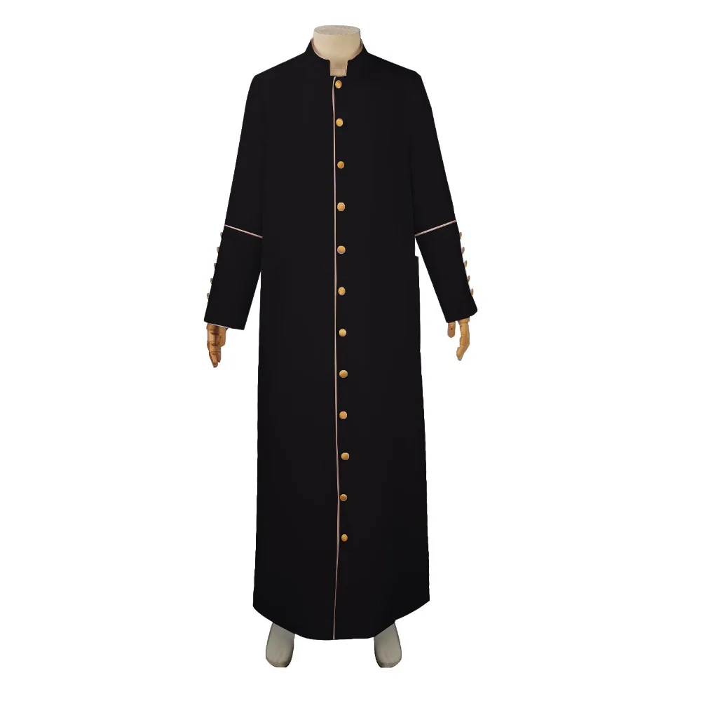 Victorian Clergy Robe - Elegant Full-Length Worship Gown with Stand Collar,Sacred Service Attire - Classic Ministerial Gown