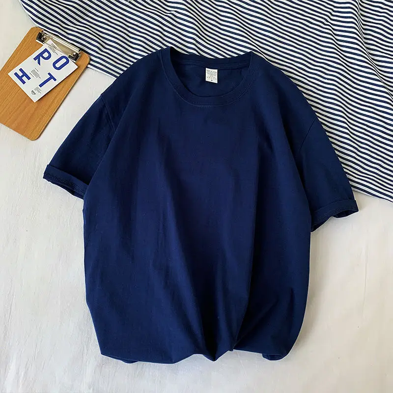 100% Baumwolle Kurzarm-T-Shirt für Männer und Frauen, Sommermode, einfarbig, schlicht, O-Ausschnitt, lockere, lässige Basic-Shortsleeve-Bluse. – Detail 9
