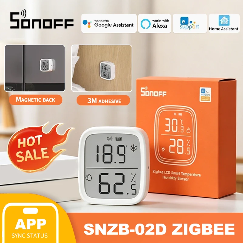 

SONOFF SNZB-02D Zigbee 3.0 Humidity Temperature Sensor LCD Screen Ewelink APP Real-time Monitoring Work With Alexa Google Home