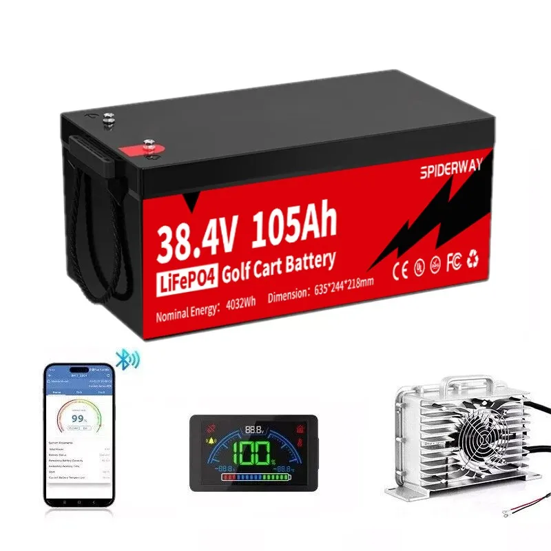 

Литиевая батарея LiFePO4 36 В 105 Ач с интеллектуальным зарядным устройством для гольф-кара EV Marine Solar