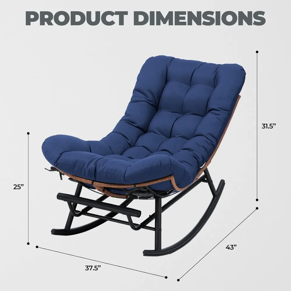 Oversized Wicker Papasan Chair for Indoor and Outdoor Comfort, Ideal for Reading and Relaxation in Bedroom, Balcony, or Garden