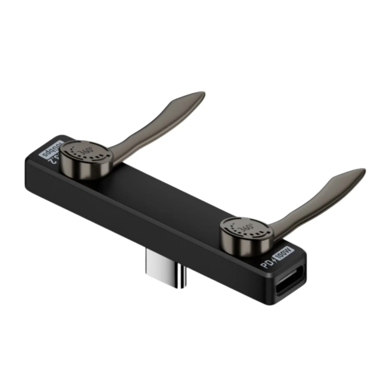 2‑in‑1 Foldable Phone Stand Type‑C Adapter, PD100W Charging, USB3.2 10Gbps OTG Data Connector, Support Audio Call Wired Control