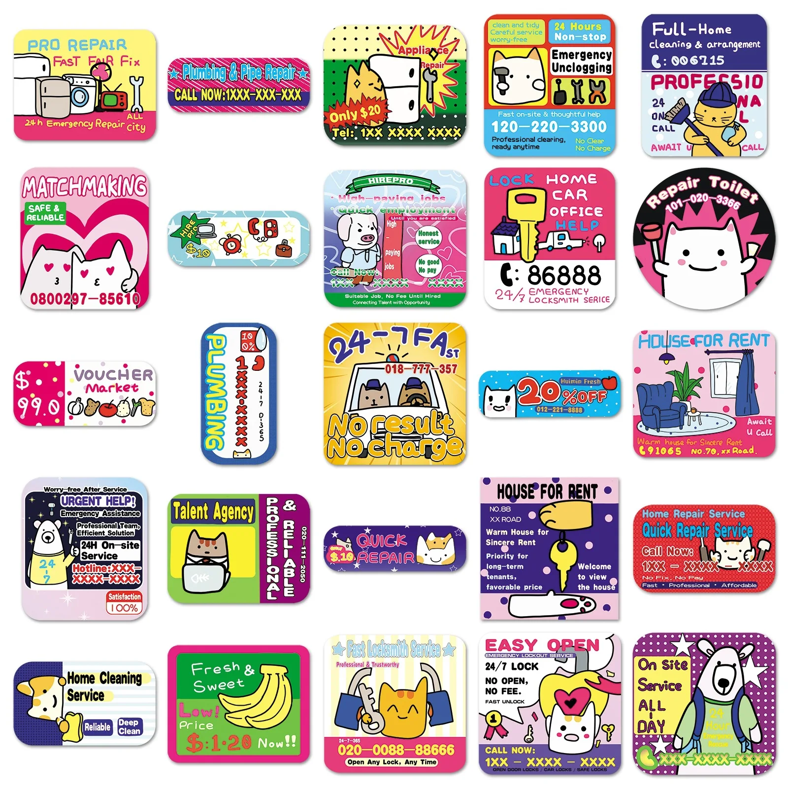 50Pcs Quirky Gag Ad Stickers C - Kids Quirky Toys review and price