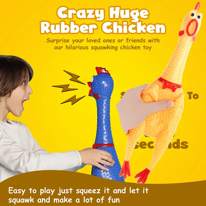 Crazy Huge Rubber Chicken Toy Giant Screaming Noise Makers For Parties Pranks Practical Jokes Squeaks Up To Novelty Gag Toys
