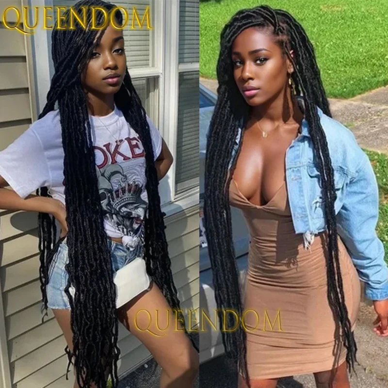 

Queendom Synthetic Senegalese Twist Braids Wig 40 Inch Jumbo Heat Resistant Plaits Braid Wig Knotless Glueless Box Braided Wigs