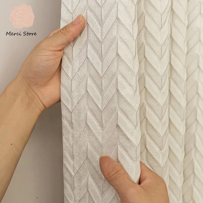 Luxury French Burst Jacquard Blackout Curtains High Precision Curtains for Living Room Bedroom Decor Custom Size Tulle