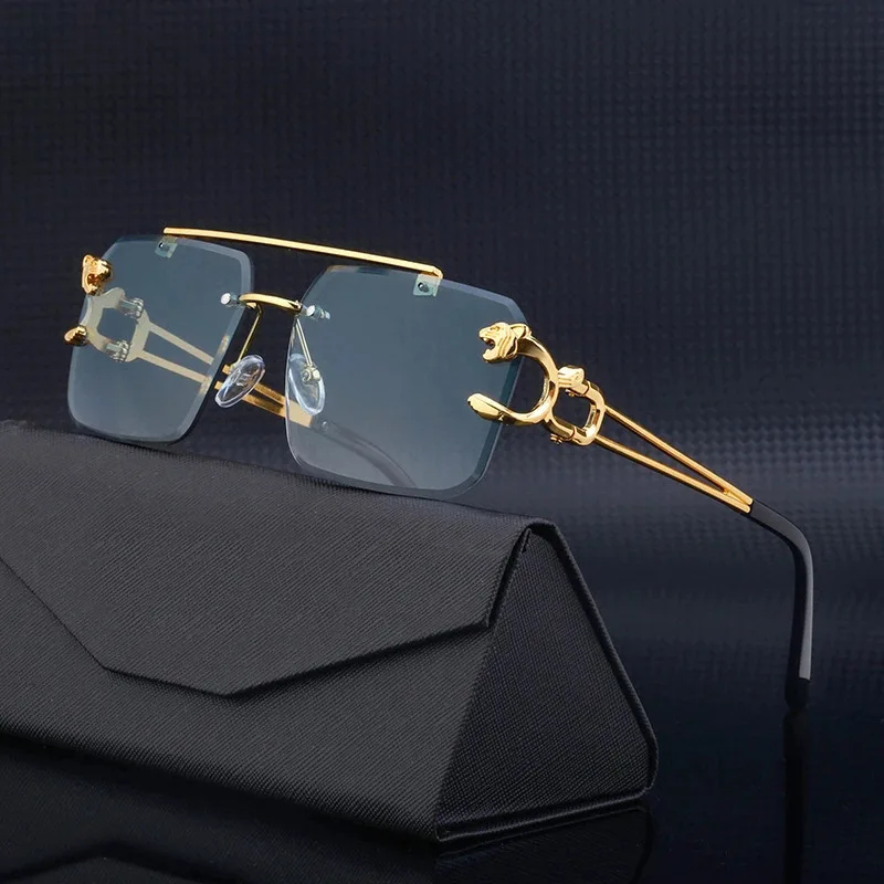 

Luxury Square Sunglasses Man Woman Brand Designer Vintage Rimless Sun Glasses Male Female Fashion Retro Mirror Oculos De Sol