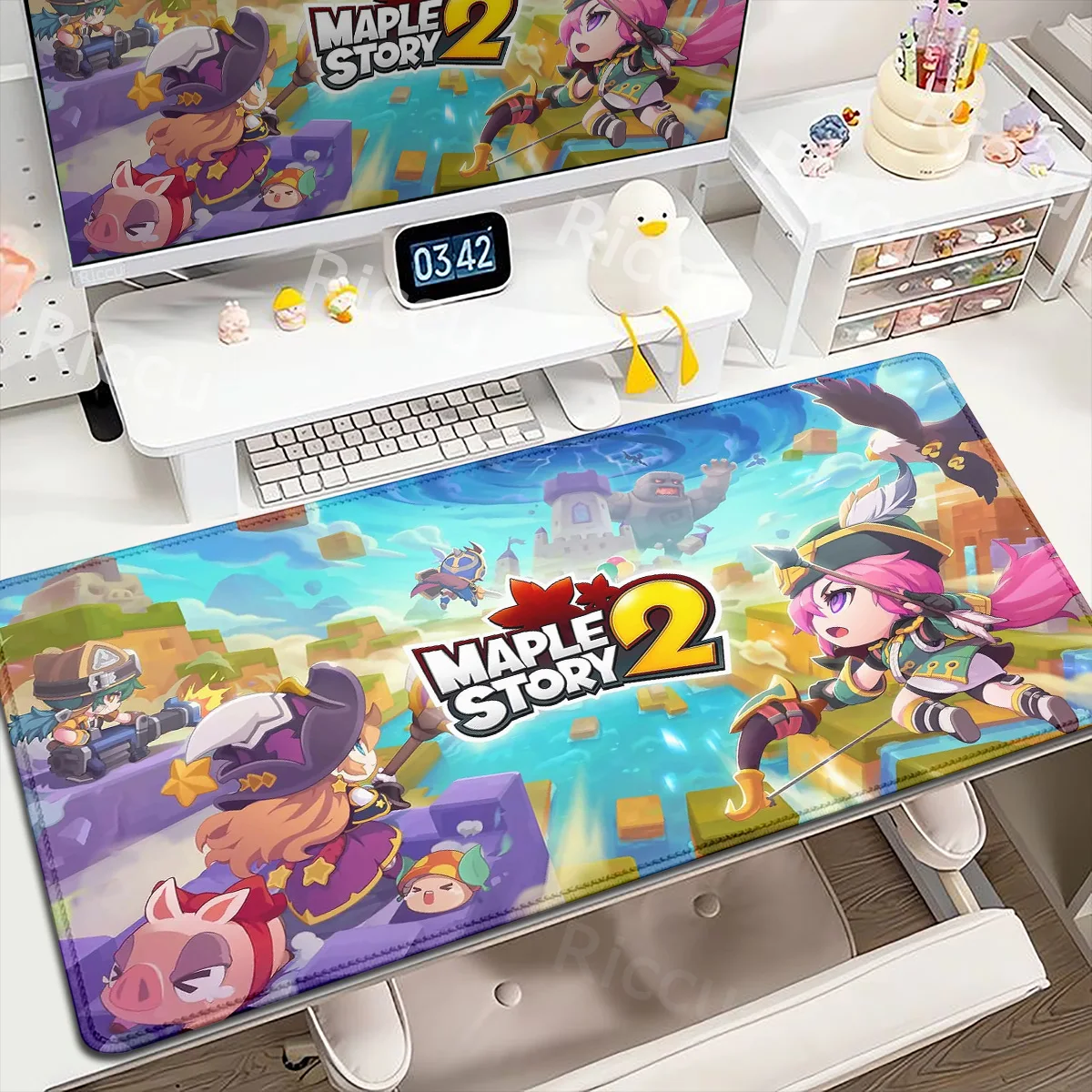 Gaming Maplestory Muismat Hd Custom Desktop Beschermende Mat Kawaii Kantooraccessoires Studenten Schrijfblok Voor Pc-Toetsenbordblokken