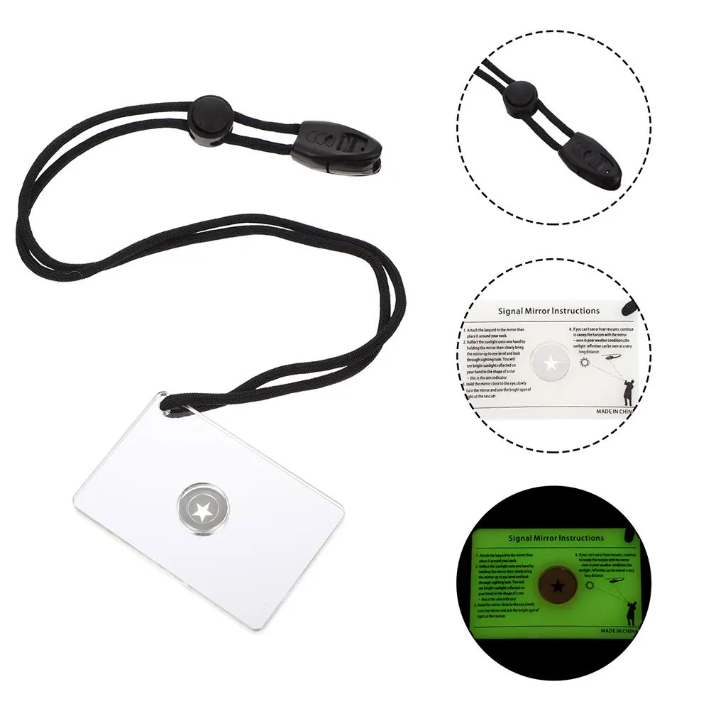 2Pcs Outdoor Survival Signal Mirror Accurate Signaling Device for Emergency Situations Lightweight Portable Mirror for Camping