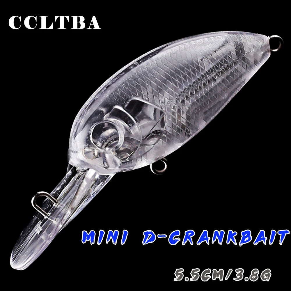 

CCLTBA 10pcs/lot 5.5cm 3.8g Medium Diving Unpainted Crankbait Fishing Lures Float Clear body Rattle Mini Crank Bass Blank Baits