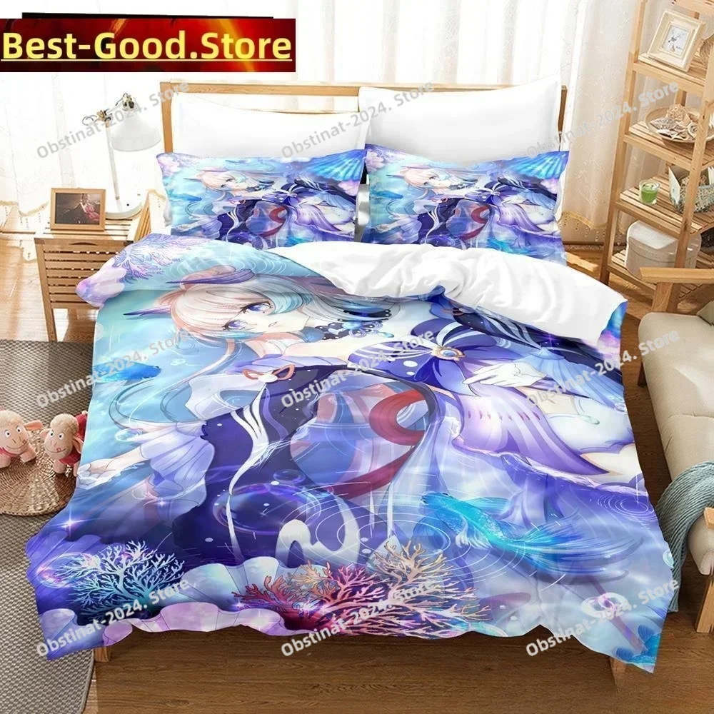 Genshin Impact Sangonomiya Kokomi Bedding Set Duvet Cover Full Queen King Size Pillowcase Bed Printed Bed Set Aldult Kid Bedroom