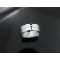 Stainless Steel Charm Semicolon Rings for Women Suicide Depression Awareness Pause Girl Inspiration Jewelry Strength GiftYLQ0689