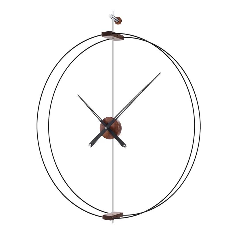 

Spanish minimalist walnut wall clock Nordic living room brass light luxury wall watch Modern minimalist personality creative clo
